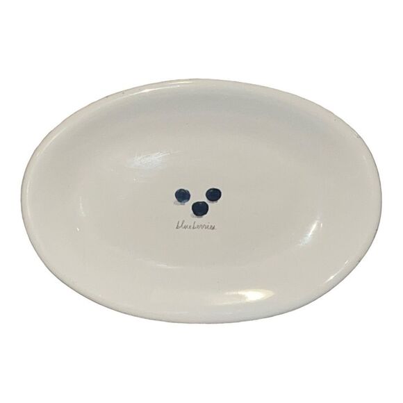 Rae Dunn Blueberries Ceramic Oval Dessert Appetizer Plate EUC - Picture 1 of 4